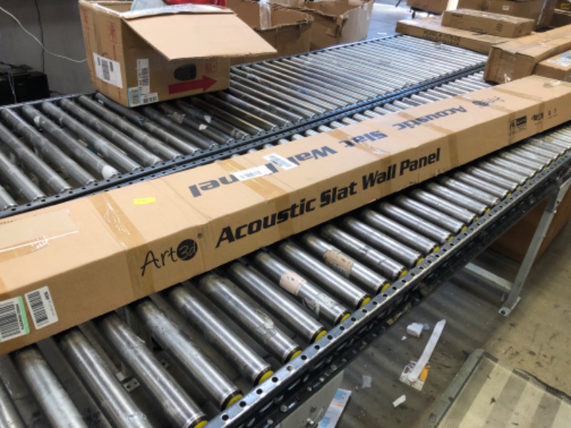 Photo 1 of Art3d 4-Piece Wood Slat Acoustic Panels for Stylish Decor and Noise Reduction, 3D Textured Panel for Ceiling and Wall, Oak 94.5*7.9 Oak 4