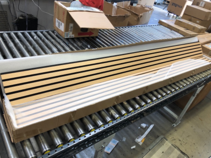 Photo 1 of Art3d 4-Piece Wood Slat Acoustic Panels for Stylish Decor and Noise Reduction, 3D Textured Panel for Ceiling and Wall, Oak 94.5*7.9 Oak 4