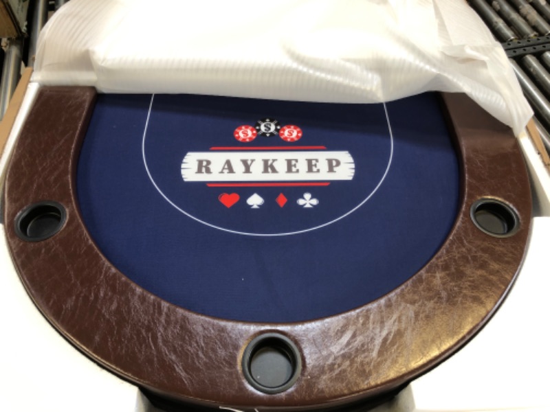 Photo 2 of 10 Player Poker Table Foldable, 84" Portable Casino Leisure Texas Holdem Table, Folding Game Table with Padded Rails and Cup Holders for Texas Card, Blackjack Board Game?Black
