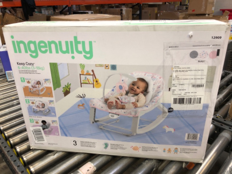 Photo 1 of Ingenuity Keep Cozy 3-in-1 Grow with Me Vibrating Baby Bouncer Seat & Infant to Toddler Rocker - Burst (Pink), Newborn and up