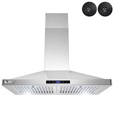 Photo 1 of 30 in. 217 CFM Convertible Kitchen Wall Mount Range Hood in Stainless Steel with Push Control, LEDs and Carbon Filters
