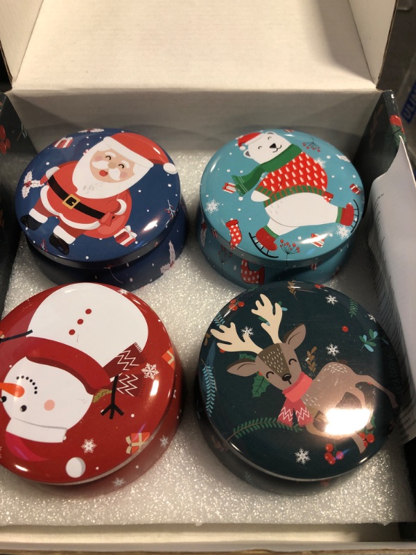Photo 2 of  Round Christmas Cookie Tins Set OF 4 CANDLE