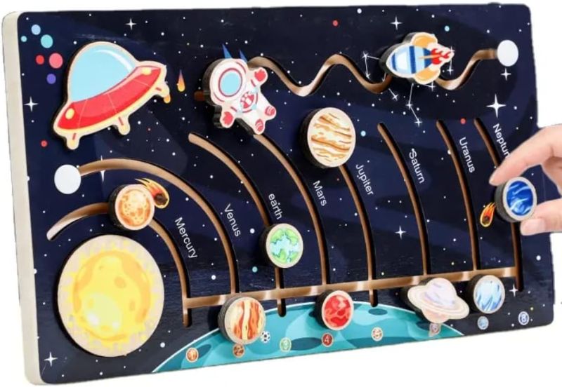 Photo 1 of 
Hero Brands - Wooden Solar System Slide Maze Board Game Space Planet Cognitive Baby Early Education Wooden Montessori Puzzle