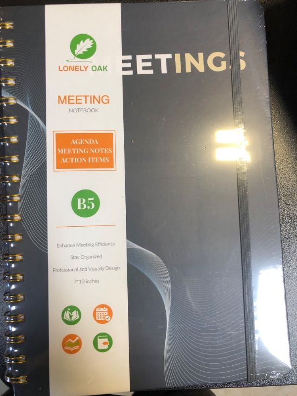 Photo 2 of Meeting Notebook for Work with Action Items, B5 Meeting Agenda Notes, Spiral Project Planner Notebook, Office & Business Meeting Notes Agenda Organizer, 7"x10" (Black) B5 Black