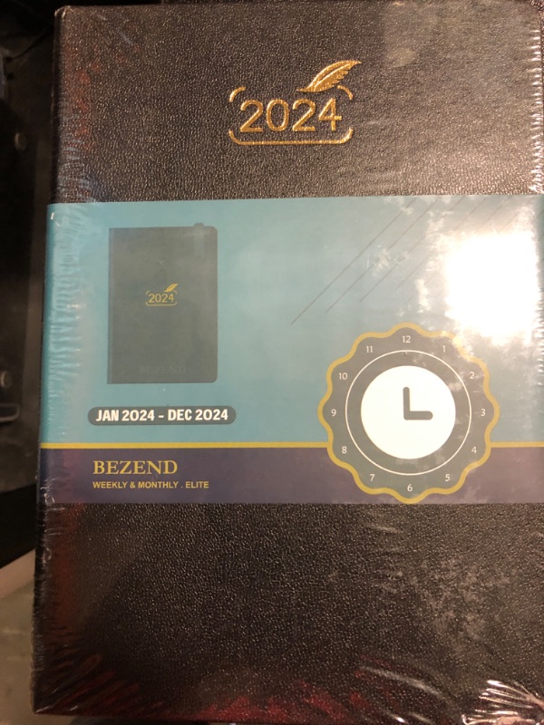 Photo 2 of 2024 Planner by BEZEND, A5 Calendar 5.8" x 8.5", Daily Weekly and Monthly Agenda with Pen Holder,FSC Certified 80GSM Paper, Hard Cover - Black Black 12 Months 5.8" x 8.5"