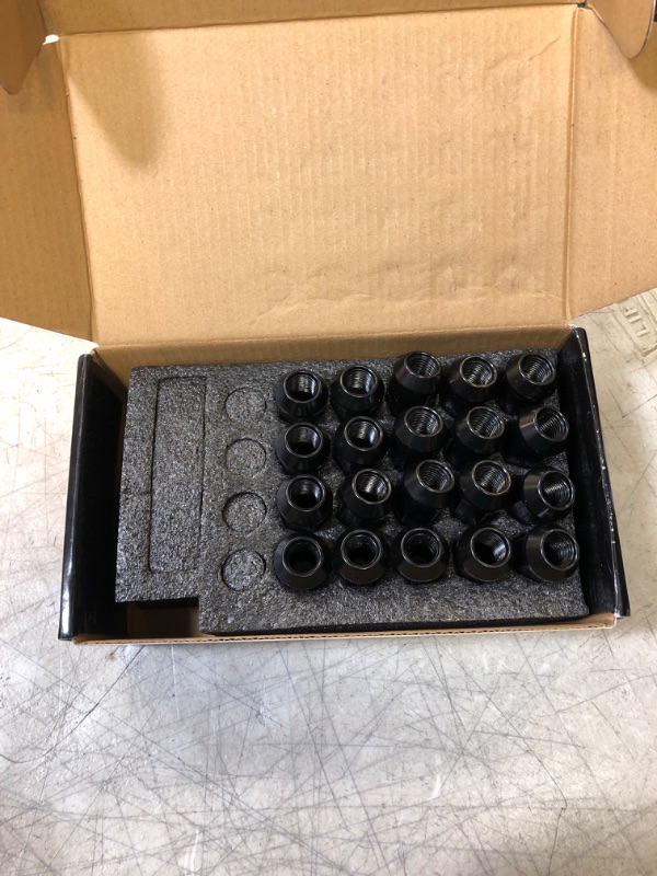 Photo 2 of 20PCS 1.4 inch Black 1/2-20 Closed End Bulge Acorn Lug Nuts - Cone Seat - 19mm Hex Duplex XL Spline Lug Nuts for Aftermarket Wheels Wheel Lug Nut 1/2-20(1.4 inch) Black