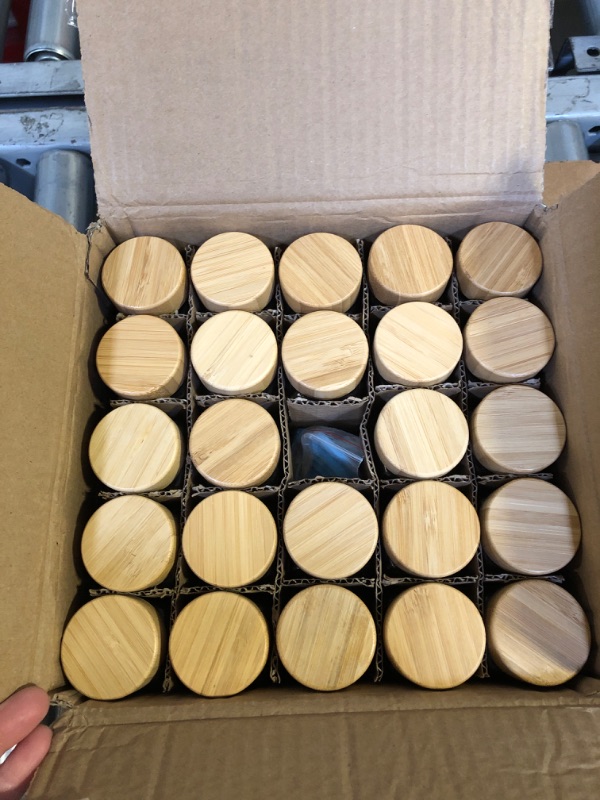 Photo 1 of 4OZ GLASS JARS WITH BAMBOO LIDS 24PCS 