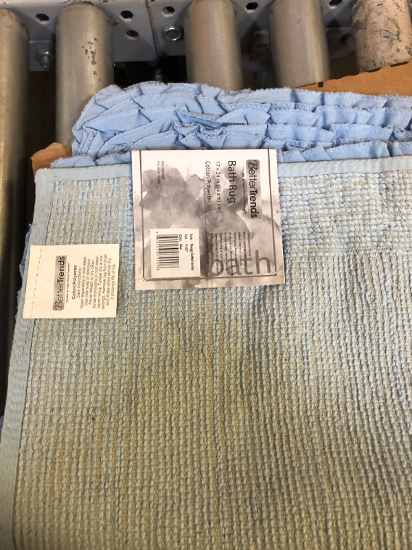 Photo 2 of 17"x24" Shaggy Border Collection Bath Rug Blue - Better Trends
