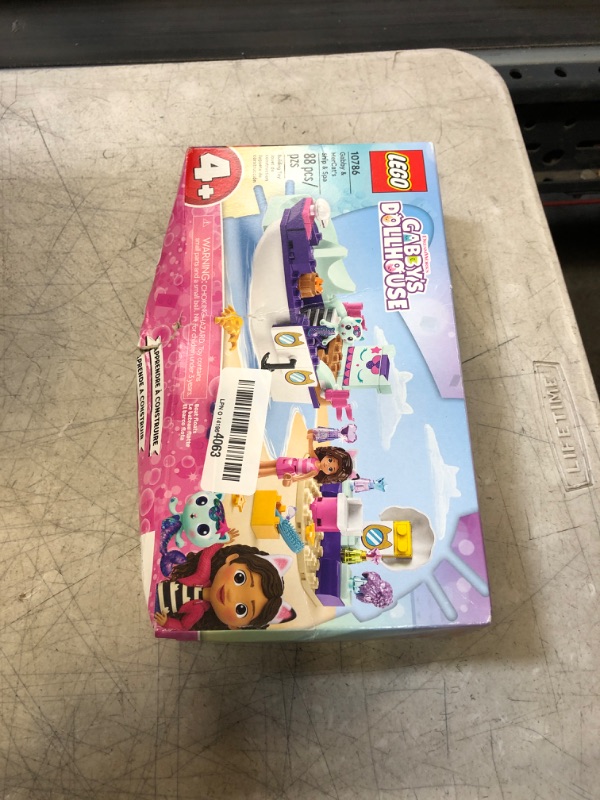 Photo 2 of LEGO Gabby's Dollhouse Gabby & Mercat’s Ship & Spa 10786 Building Toy for Fans of The DreamWorks Animation Series, Boat Playset, Beauty Salon and Accessories for Imaginative Play for Kids Ages 4+ (FACTORY SEALED, MINOR DAMAGE TO BOX)