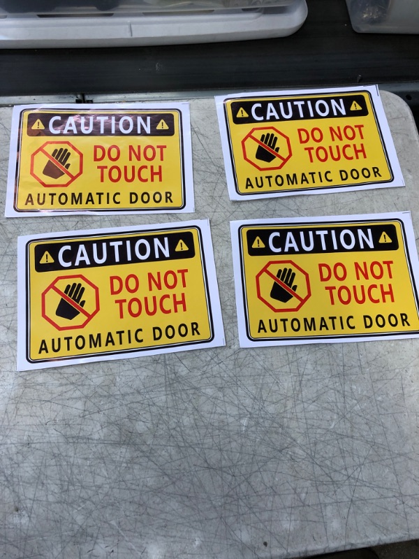 Photo 2 of 4PCS CAUTION DO NOT TOUCH AUTOMATIC DOOR PEEL AND STICK 