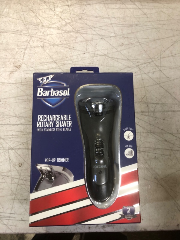 Photo 2 of Xtreme Digital Lifestyle Accessories Barbasol Rechargeable Electric Rotary Shaver with Stainless Steel Blades and Pop Up Trimmer