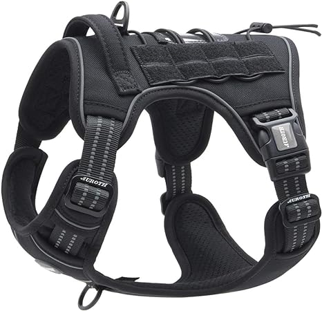 Photo 1 of Auroth Tactical Dog Harness for Small Medium Dogs No Pull Adjustable Pet Harness Reflective K9 Working Training Easy Control Pet Vest Military Service Dog Harnesses Black S
