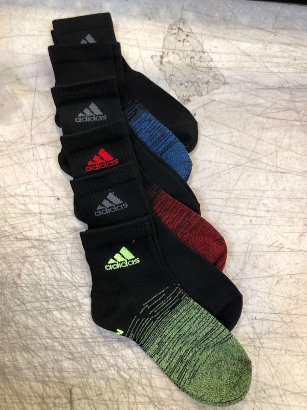 Photo 2 of adidas Kids-Boys/Girls Superlite Quarter Socks (6-Pair) Medium Black/True Blue/Signal Green