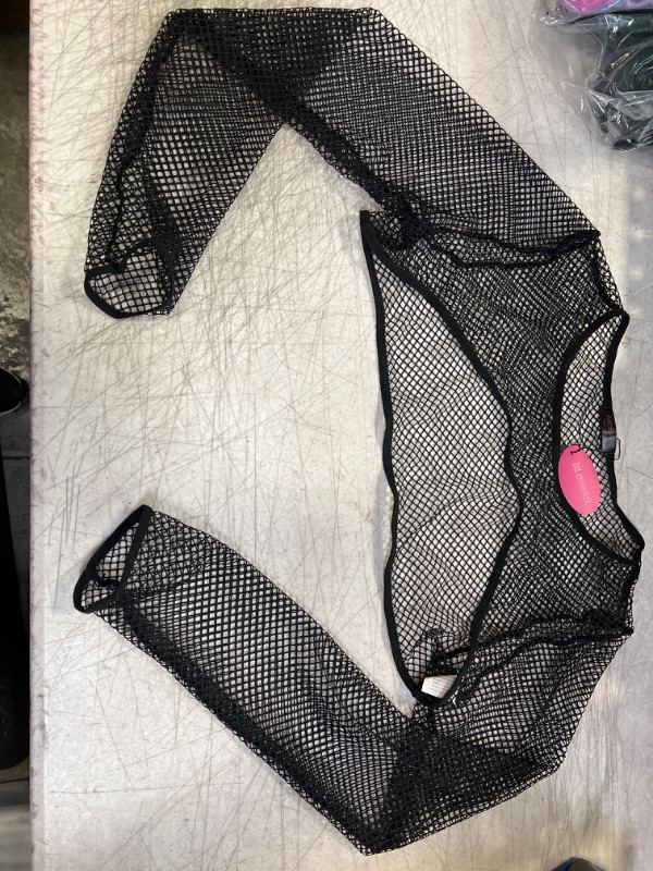 Photo 1 of Avidlove Women Fishnet Long Sleeve Crop Top See Through Shirt Sheer Blouse Sexy Outfits   SIZE XL 