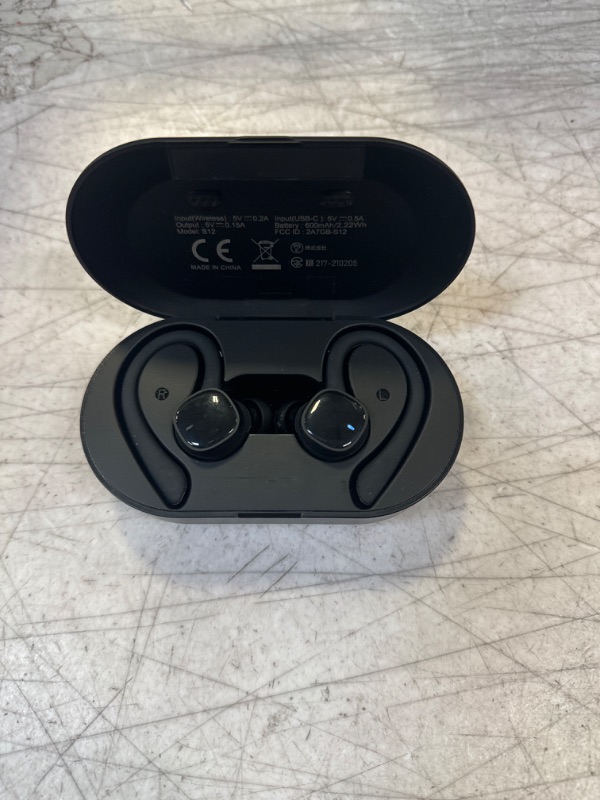 Photo 2 of Wireless Earbuds Sports Wireless Headphones 4 Mic Clear Calls 60H Playtime Dual LED Power Display Wireless Charging case Flexible Earhooks Earphones IPX7 Waterproof Headsets for Running, Gym-Gray