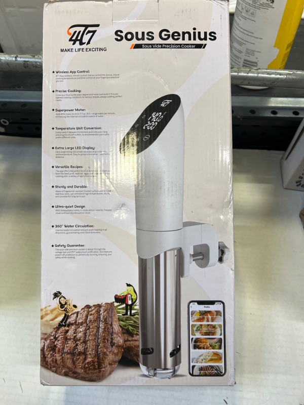 Photo 2 of 4T7 Sous Vide Machine 1100W, Sous Vide Precision Cooker, Waterproof Wifi App Control, Ultra Quiet Immersion Circulator with Recipes, Accurate Temperature and Time Control with Adjustable Clamp, White