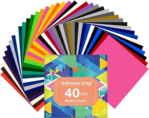Photo 1 of  Permanent Adhesive Vinyl Sheets for Cricut Machine, 40 Sheets 12" x 12" Permanent Vinyl Bundle for Cups, Decals, Craft Projects
