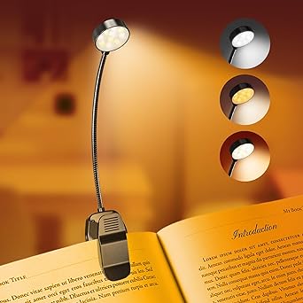 Photo 1 of KTEBO [Upgraded] Rechargeable Book Reading Light Lamp, LED Book Light for Reading in Bed - Eye Caring Adjustable Brightness 3 Color Temperatures 30+ Hours Runtime - Contain Type-C Charging Cable