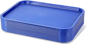 Photo 1 of 10 Pack Plastic Serving Trays and Platters Serving Platters Cookie Trays Rectangle Food Trays for Parties Wedding (Black,16.26 x 11.6 x 1.4 Inch) BLUE 
 16.26 x 11.6 x 1.4 Inch