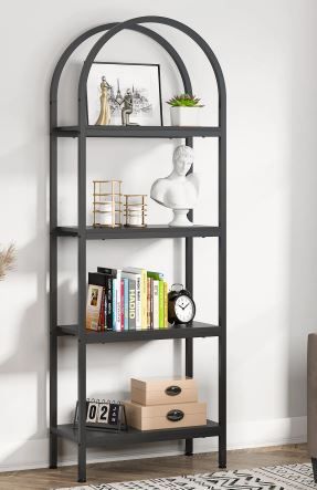 Photo 1 of 4-Tier Open Bookshelf, 70.8" Wood Bookcase Storage Shelves with Metal Frame, Freestanding Display Rack
