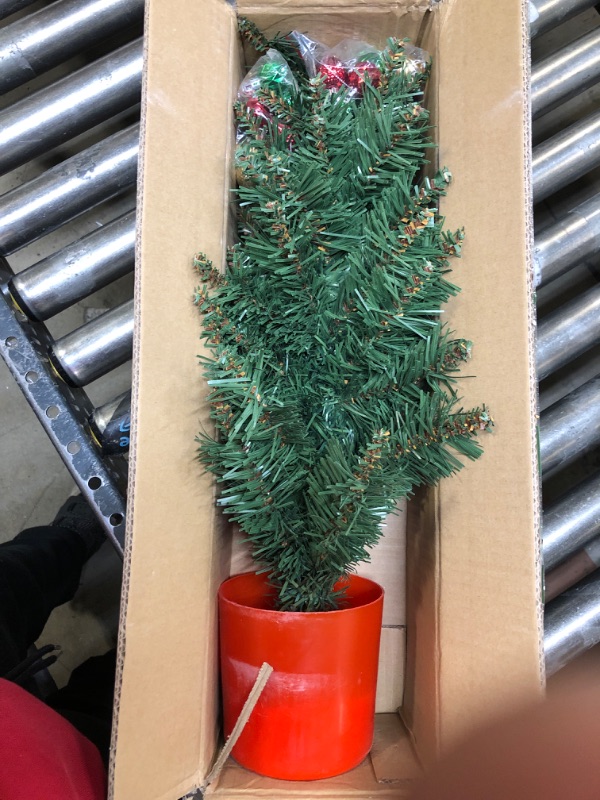 Photo 1 of 2FT Tabletop Mini Christmas Tree,Small Artificial Christmas Tree with Round Base