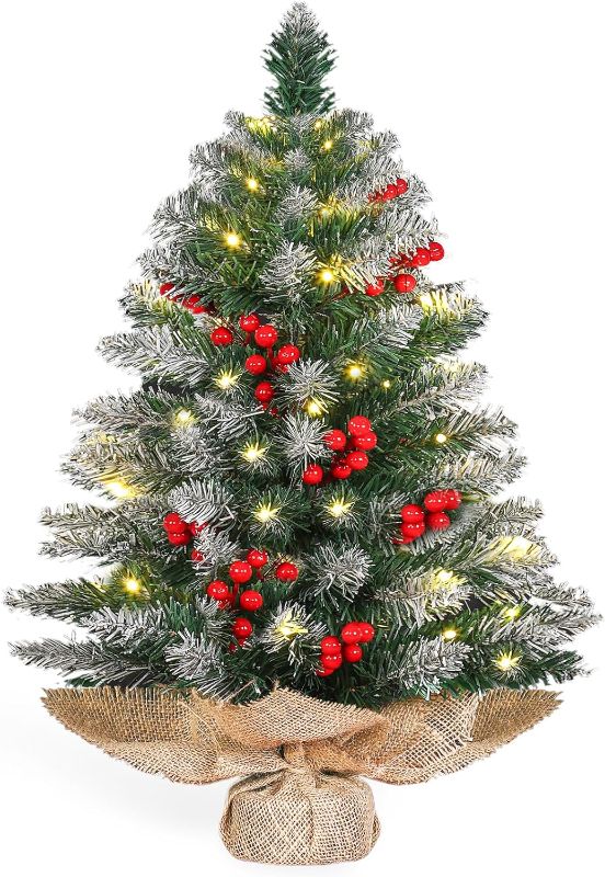 Photo 1 of 2FT Tabletop Mini Christmas Tree,Small Artificial Christmas Tree with Round Base