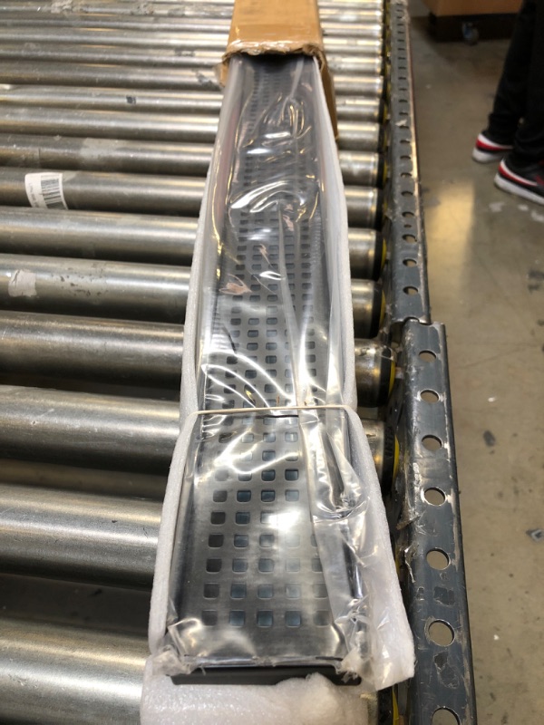 Photo 1 of Neodrain 60-Inch Black Linear Shower Drain with Removable Quadrato Pattern Grate,Professional 304 Stainless Steel Rectangle Shower Floor Drain Manufacturer,Leveling Feet,Hair Strainer, Matte Black 60 IN Matte Black