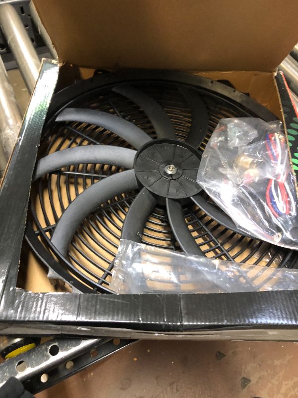 Photo 2 of 16 inch Electric Radiator Fan, 3000 CFM 10 Blades Electric Fan Automotive Black with Thermostat Wiring Switch Relay Kit