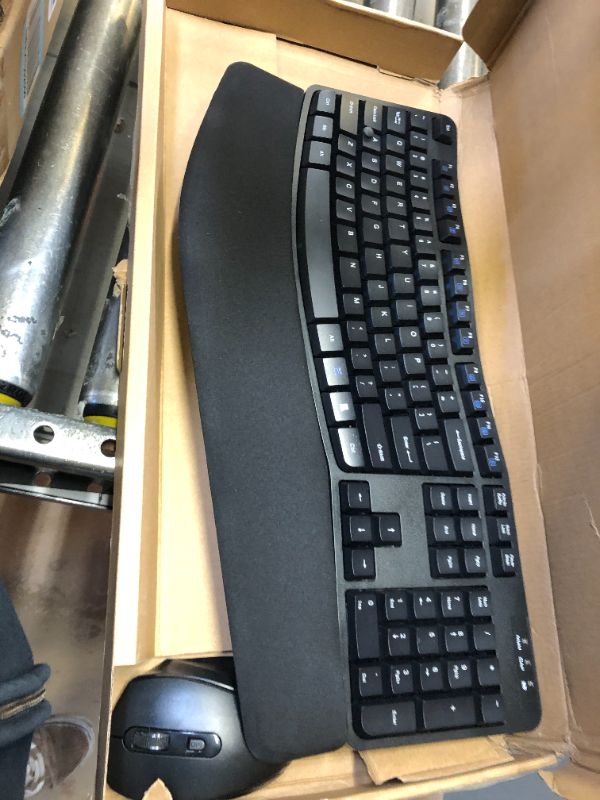 Photo 2 of Amazon Basics Ergonomic Wireless Keyboard Mouse Combo - QWERTY - Black