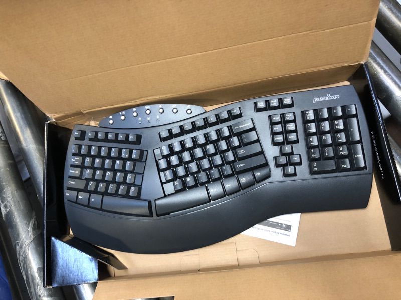 Photo 2 of Perixx Periboard-612 Wireless Ergonomic Split Keyboard with Dual Mode 2.4G and Bluetooth Feature, Compatible with Windows 10 and Mac OS X System, Black, US English Layout, (11354) Wireless Black Keyboard