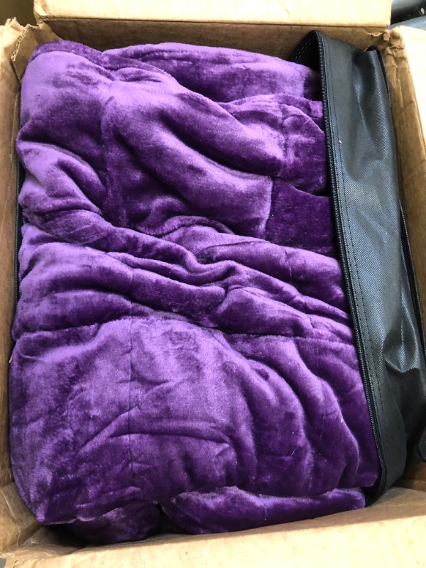 Photo 1 of  Weighted Blanket for Adults, Fluffy Warm Sherpa & Cozy Soft Flannel Snuggle Thick Heavy Blanket Great for Sofa Bed, Purple
