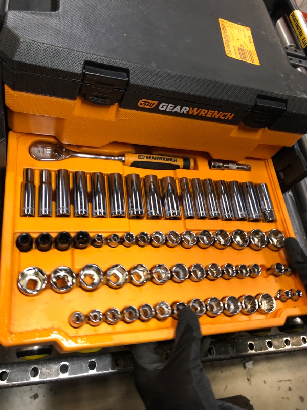 Photo 5 of 1/4 in. and 3/8 in. Drive 90-Tooth Standard and Deep SAE/Metric Mechanics Tool Set in 3-Drawer Storage Box (232-Piece)
