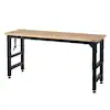 Photo 1 of 6 ft. Adjustable Height Solid Wood Top Workbench in Black for Heavy Duty Welded Steel Garage Storage System
