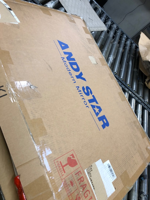 Photo 1 of ANDY STAR Irregular Mirror, Matte Black Bathroom Mirror Stainless Steel Framed Asymmetrical Mirror for Living Room Bathroom Bedroom Entryway Decorative Mirror Irregular Wall Mirror 24x36” Matte Black 24" x 36"