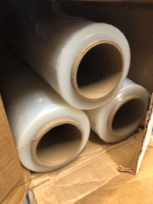 Photo 2 of PackageZoom 4 Rolls 18" x 1500 Ft Stretch Wrap Heavy Duty, Industrial Strength Shrink Wrap, 55 Gauge High Performance Stretch Film Replaces 80 Gauge Low Films, Clear Hand Stretch Wrap 18" wide x 1500 ft x 4 Rolls