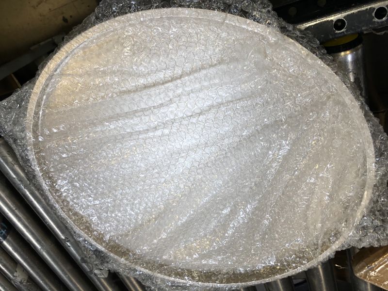 Photo 1 of Hanobe Large Ottoman Serving Tray: Rustic Muted Metallic Gold Wood Tray 18 x 18 Decorative Round Coffee Table Wooden Trays Big Circle Farmhouse Centerpiece Home Decor Living Room Organizer 17.7'' Gold