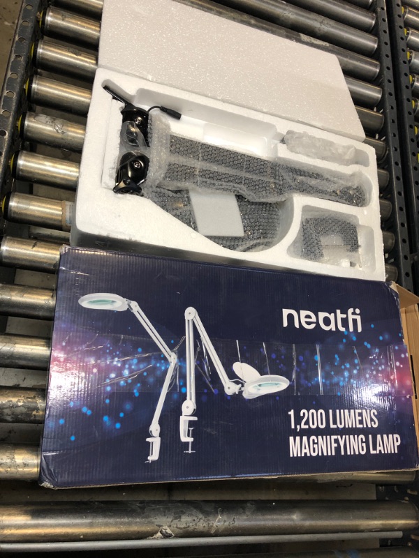 Photo 2 of (New Model) Neatfi 1,200 Lumens Super LED Magnifying Lamp with Clamp, 8D, Dimmable, Includes Microfiber Cleaning Cloth, 5 Inch Diameter Lens for Reading, Sewing, Crafting (8 Diopter, Black) 8 Diopter Black