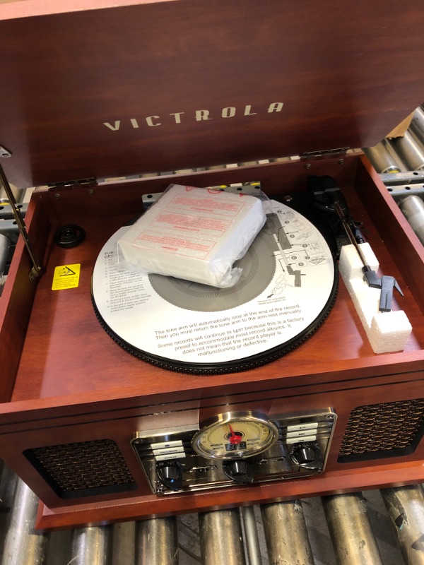 Photo 5 of Victrola Nostalgic 6-in-1 Bluetooth Record Player & Multimedia Center with Built-in Speakers - 3-Speed Turntable, CD & Cassette Player, AM/FM Radio | Wireless Music Streaming | Espresso Espresso Entertainment Center