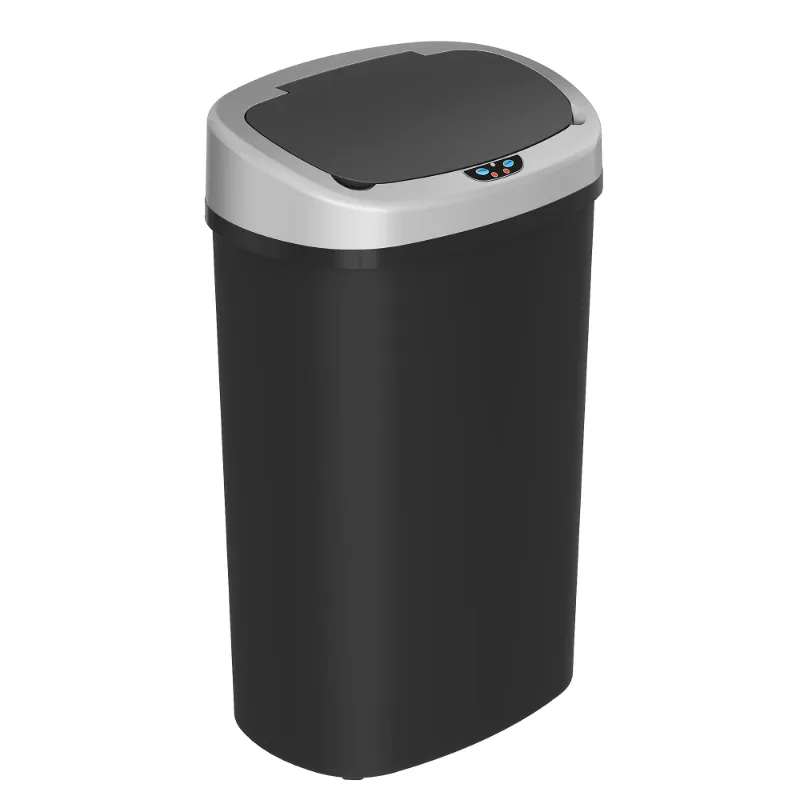 Photo 1 of 13 Gallon Oval Plastic Sensor Trash Can with AbsorbX Odor Filter
