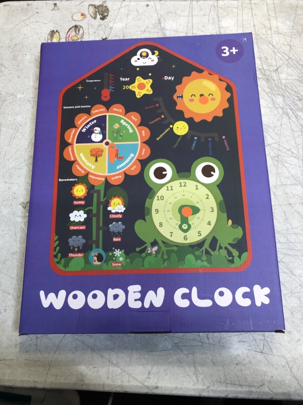 Photo 3 of Aomola Kids Calendar Clock for Learning - Toddler Montessori Wooden Toys - Includes Weather, Clock, Seasons Learning Busy Board, Early Education Toys for Boys Girls 3 4 5 6
