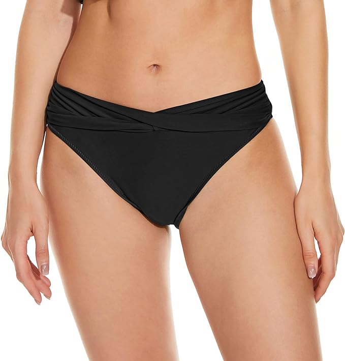 Photo 1 of Bellecarrie Women's Twist Front Bikini Bottoms V Cut Cheeky Swimsuit Bottoms XXL