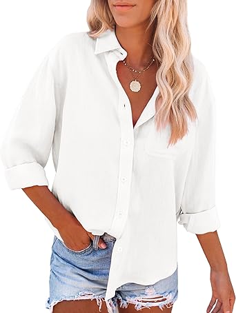 Photo 1 of +++USE STOCK PHOTO AS REFERENCE++ WOMEN'S LONG SLEEVE SHIRT (WHITE, M)