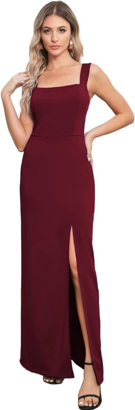 Photo 1 of +++USE STOCK PHOTO AS REFERENCE, COLOR IS RED++ Women's Elegant Bridesmaid Dresses Square Neck Strap Sleeveless Formal Evening Dress Side Split Tank Long Dresses
SIZES XL 