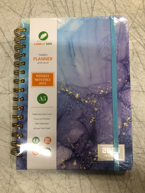 Photo 2 of 2024 Planner Weekly and Monthly, Spiral Daily Planner 2024 Calendars, Cute Agenda Schedule Planners & Organizers with Tabs from Jan to Dec.(Blue Marble) A5 Blue Marble