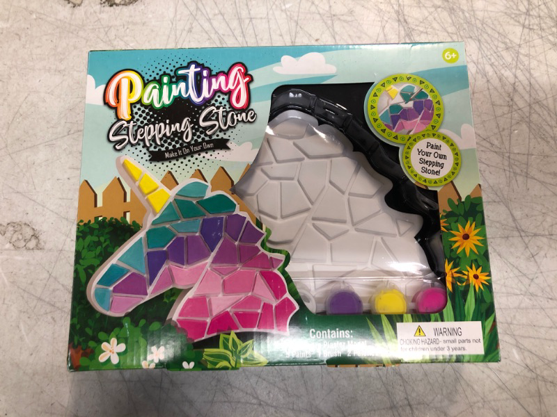 Photo 2 of Eduzoo Paint Your Own Stepping Stone - Art and Craft Painting Kit, DIY Garden Stone, Mosaic Rainbow Stepping Stone, Unicorn
