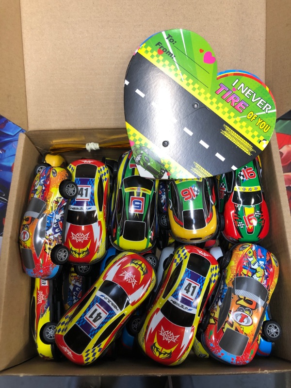 Photo 2 of ADELULU 24 Pack Car Valentines Cards with Pull Back Racing Cars for Kids Classroom Valentines Day Gifts for Kids Valentines School Classroom Exchange Party Favor Gift
