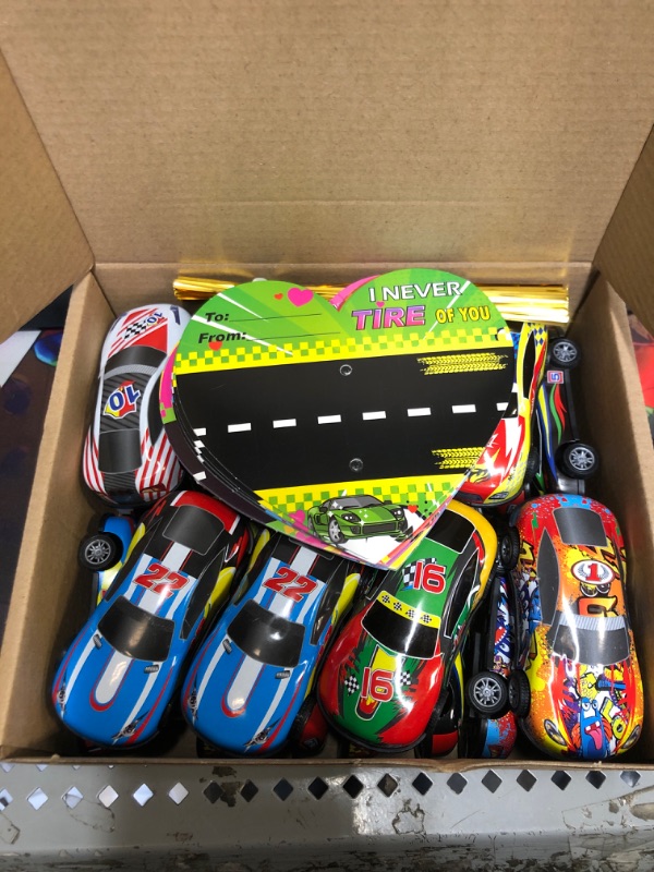 Photo 2 of ADELULU 24 Pack Car Valentines Cards with Pull Back Racing Cars for Kids Classroom Valentines Day Gifts for Kids Valentines School Classroom Exchange Party Favor Gift
