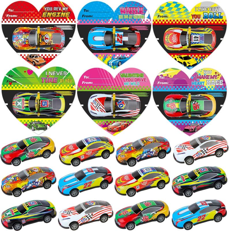 Photo 1 of ADELULU 24 Pack Car Valentines Cards with Pull Back Racing Cars for Kids Classroom Valentines Day Gifts for Kids Valentines School Classroom Exchange Party Favor Gift
