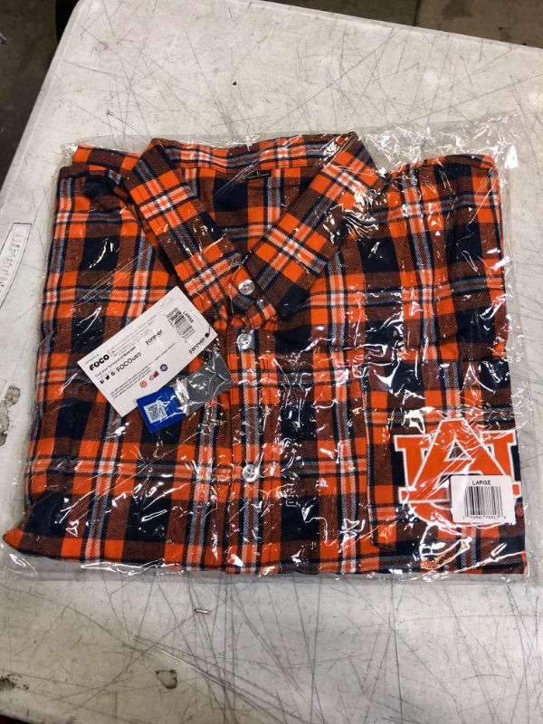 Photo 1 of FOCO Men's NCAA College Team Logo Long Sleeve Flannel Shirt Auburn Tigers 9-2404 Team Color Large 