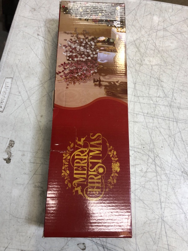 Photo 1 of 3 Pack 17" Artificial Red Berry Picks - Christmas Frost Red Berries Branches, Christmas Tree Decorations, Winter Holiday Home Décor.Gold